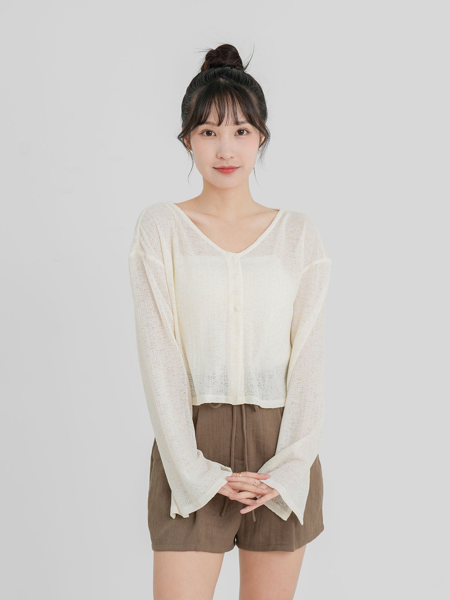 Semi Sheer Buttoned Top (3 Colours)