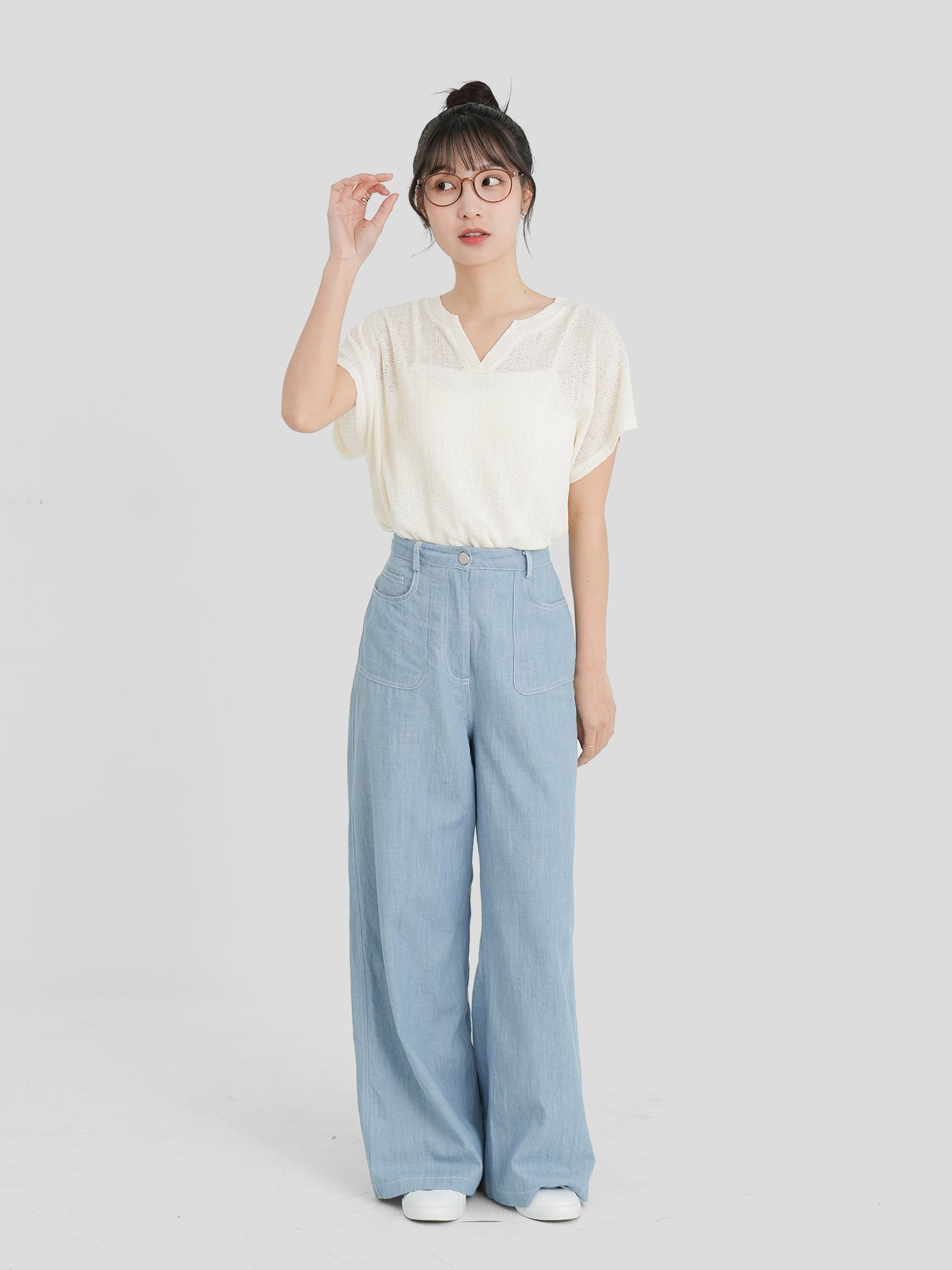 Semi Sheer V-Neck Top