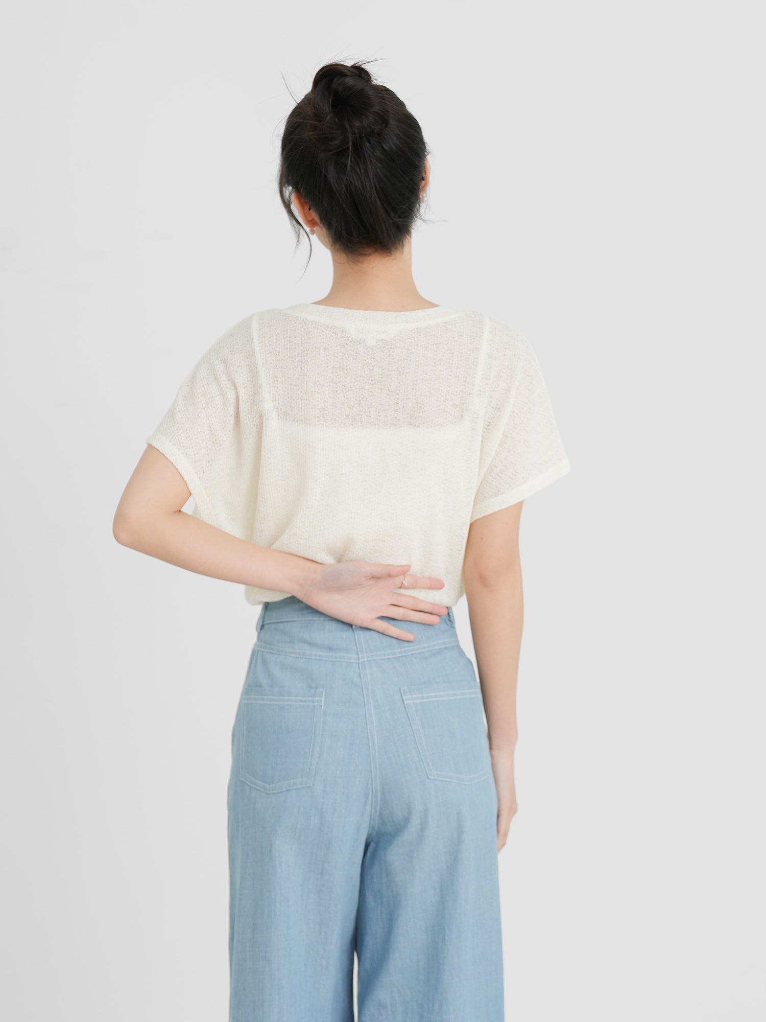 Semi Sheer V-Neck Top