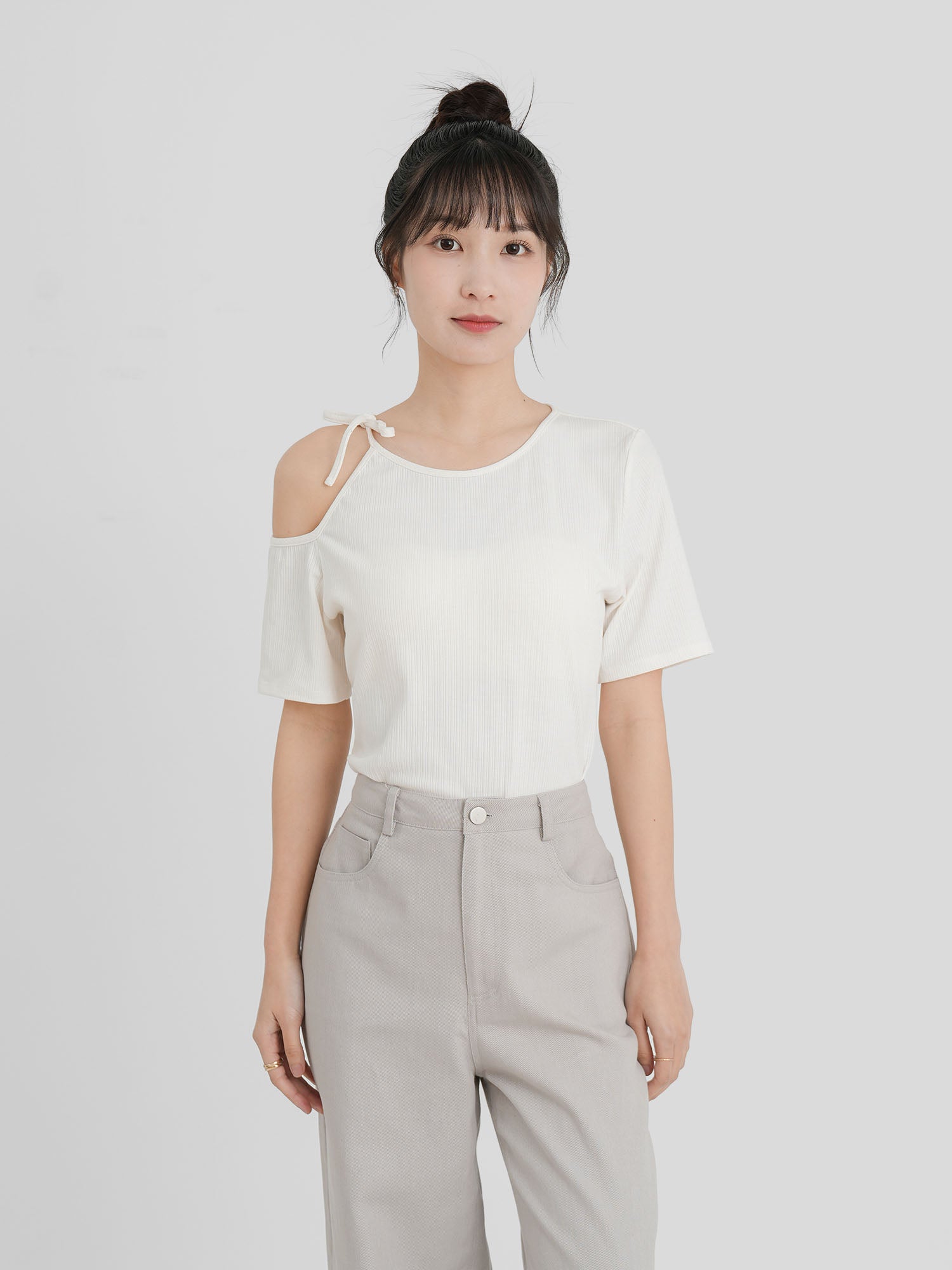 Cold Shoulder Tie Neck Top (3 Colours)
