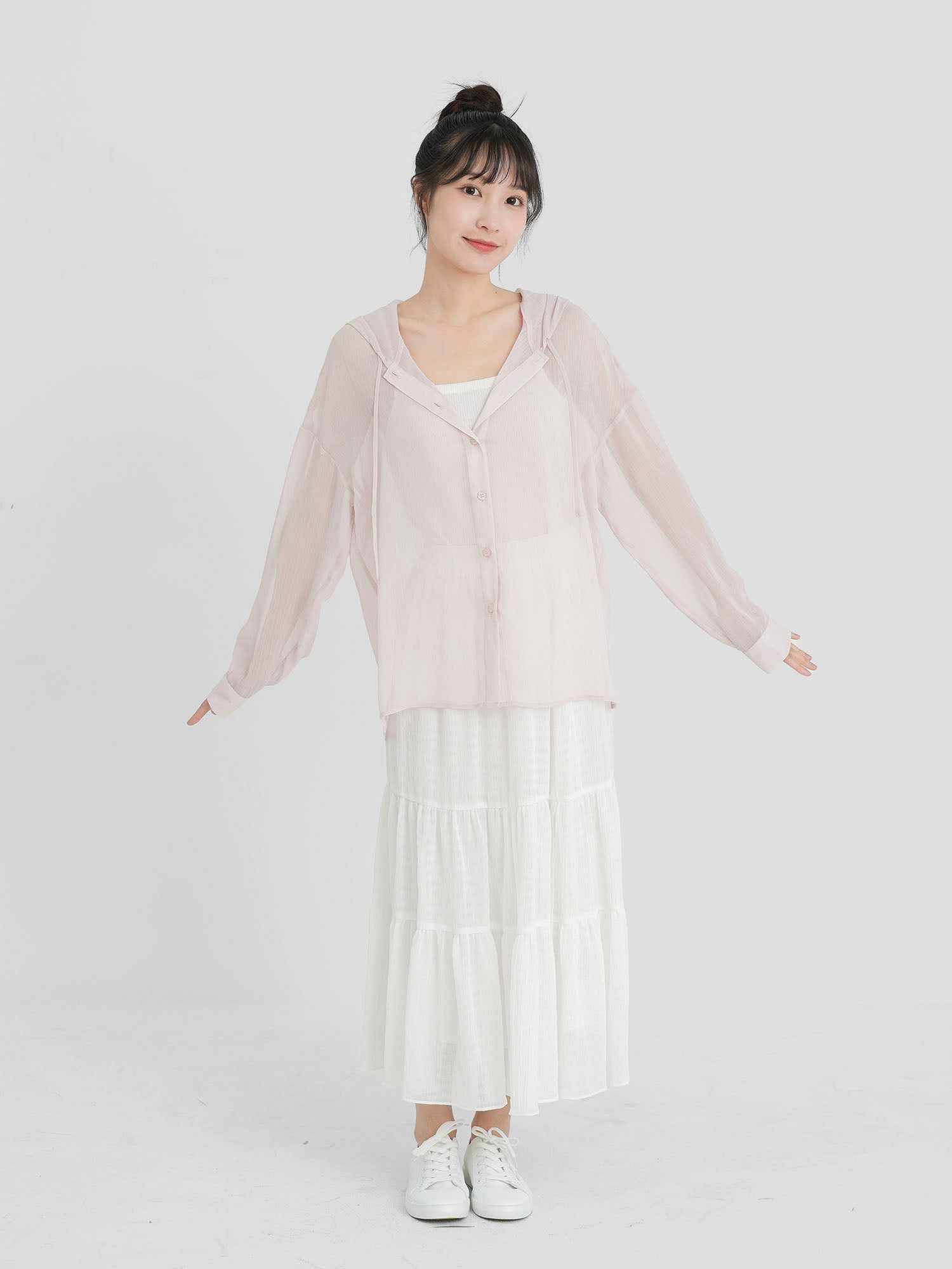 Sheer Hooded Button up Top (4 Colours)