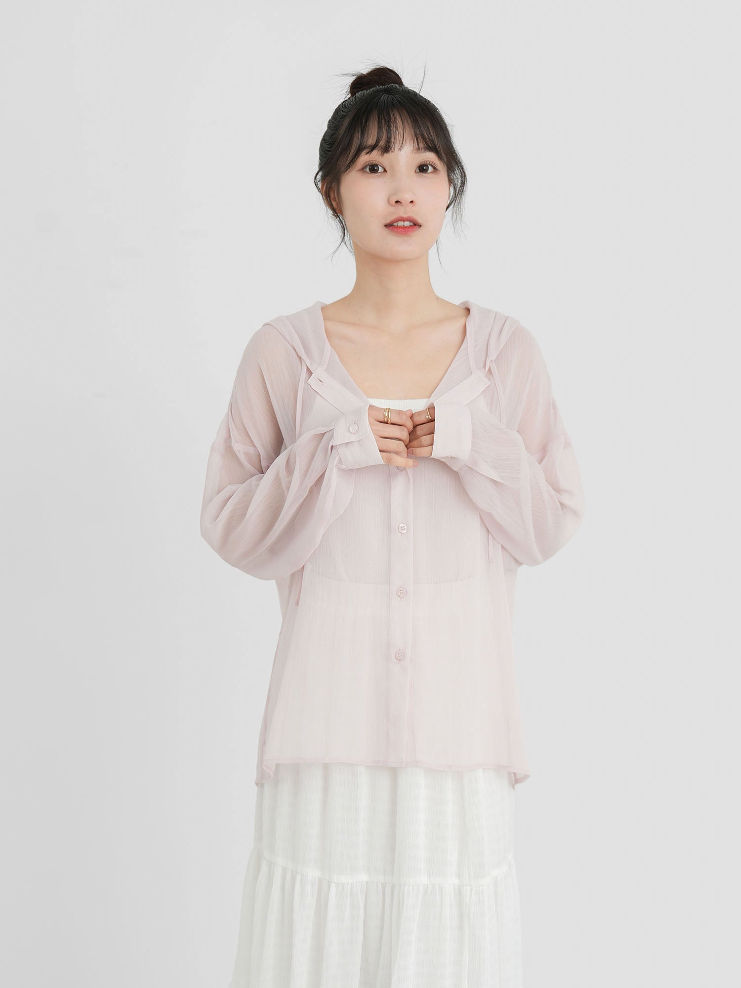 Sheer Hooded Button up Top (4 Colours)