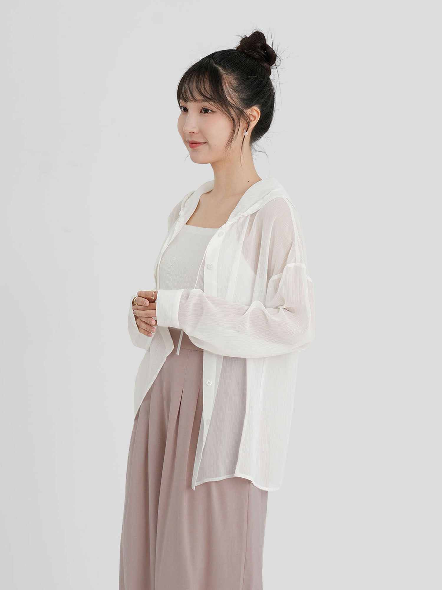 Sheer Hooded Button up Top (4 Colours)