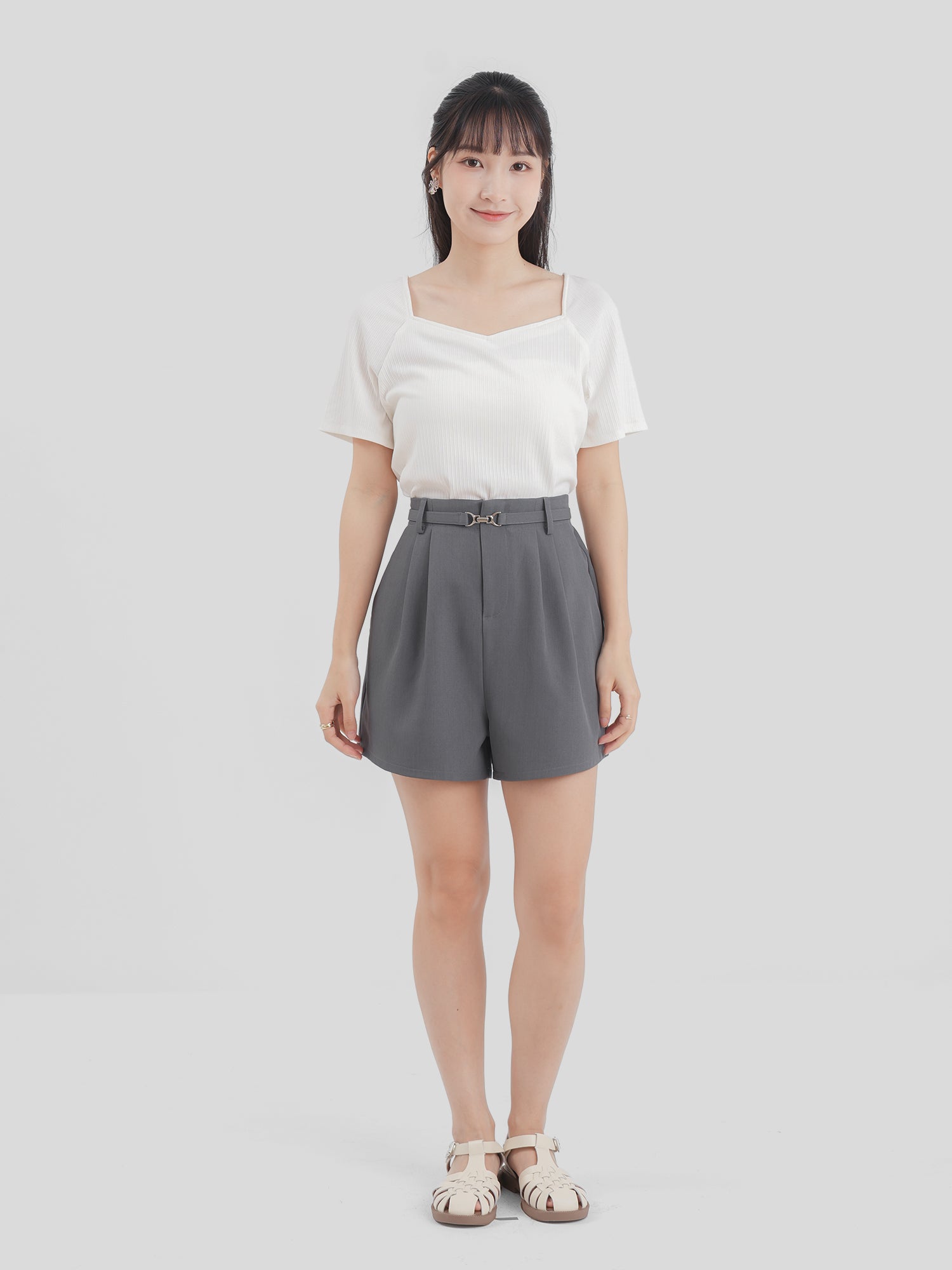Buckled Pleated Shorts