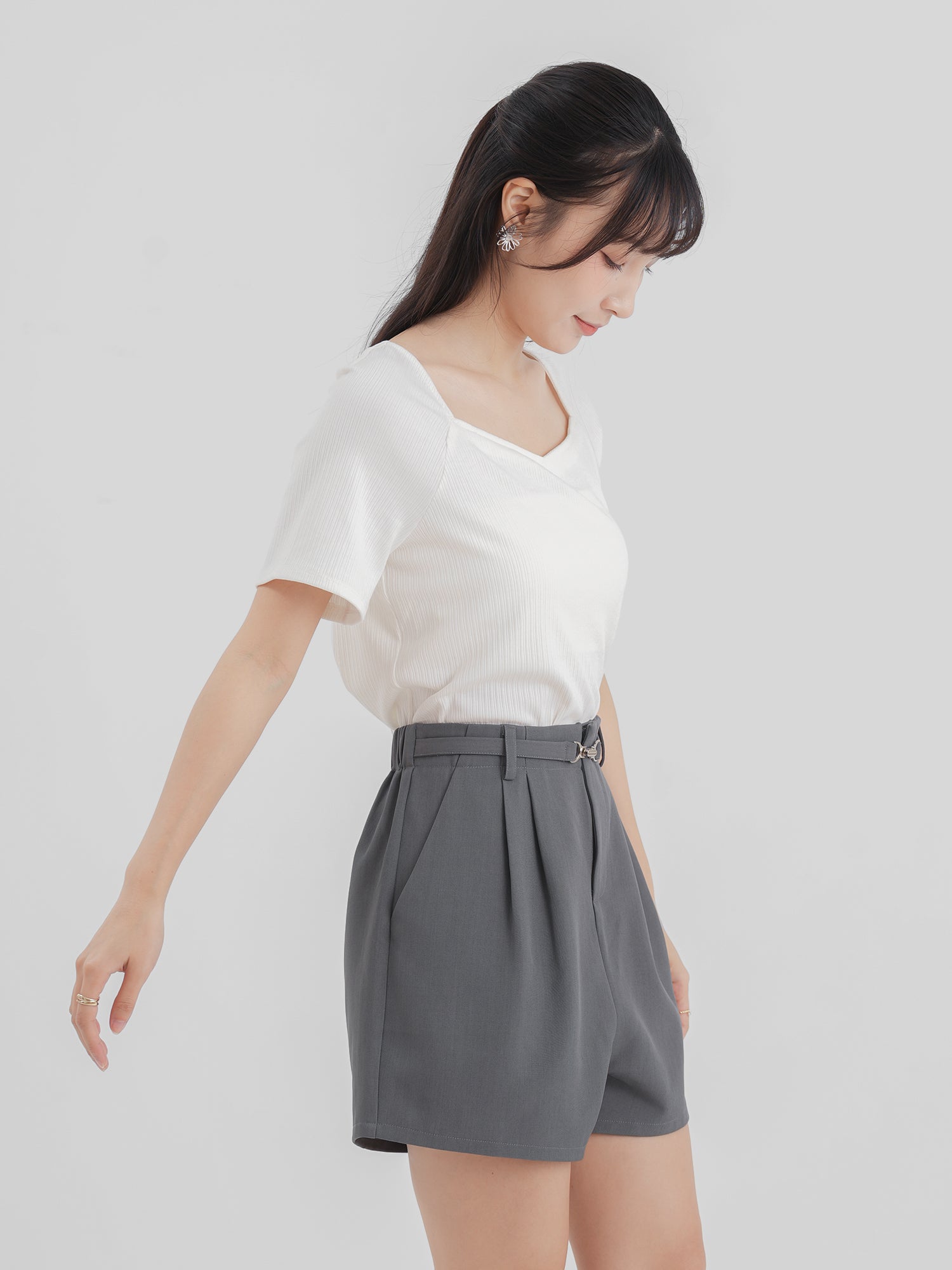 Buckled Pleated Shorts