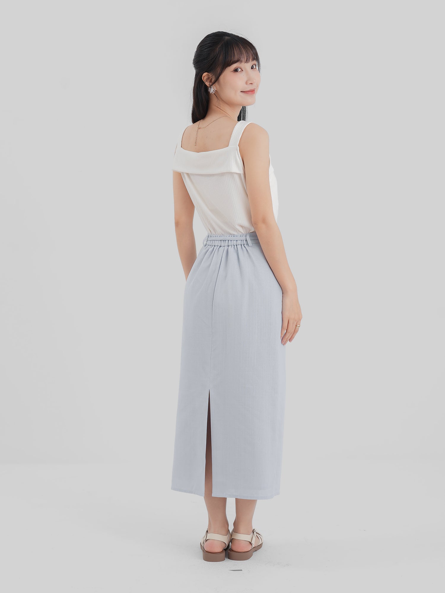 Back Slit Wrap Skirt