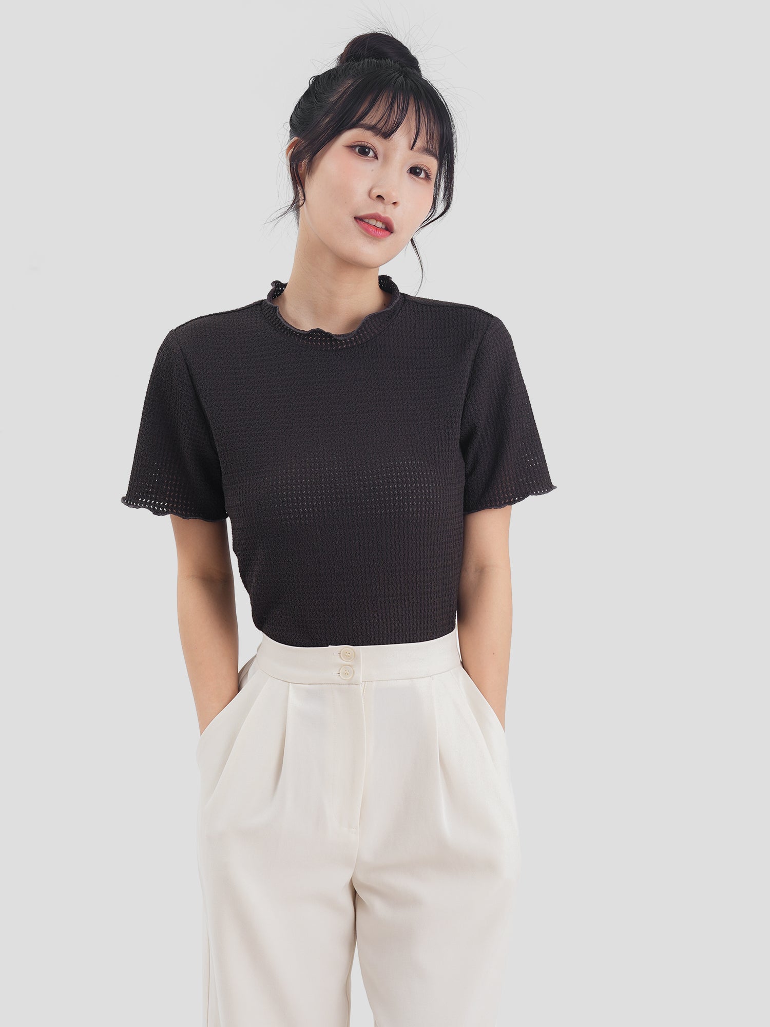 Seersucker Short Sleeve Top