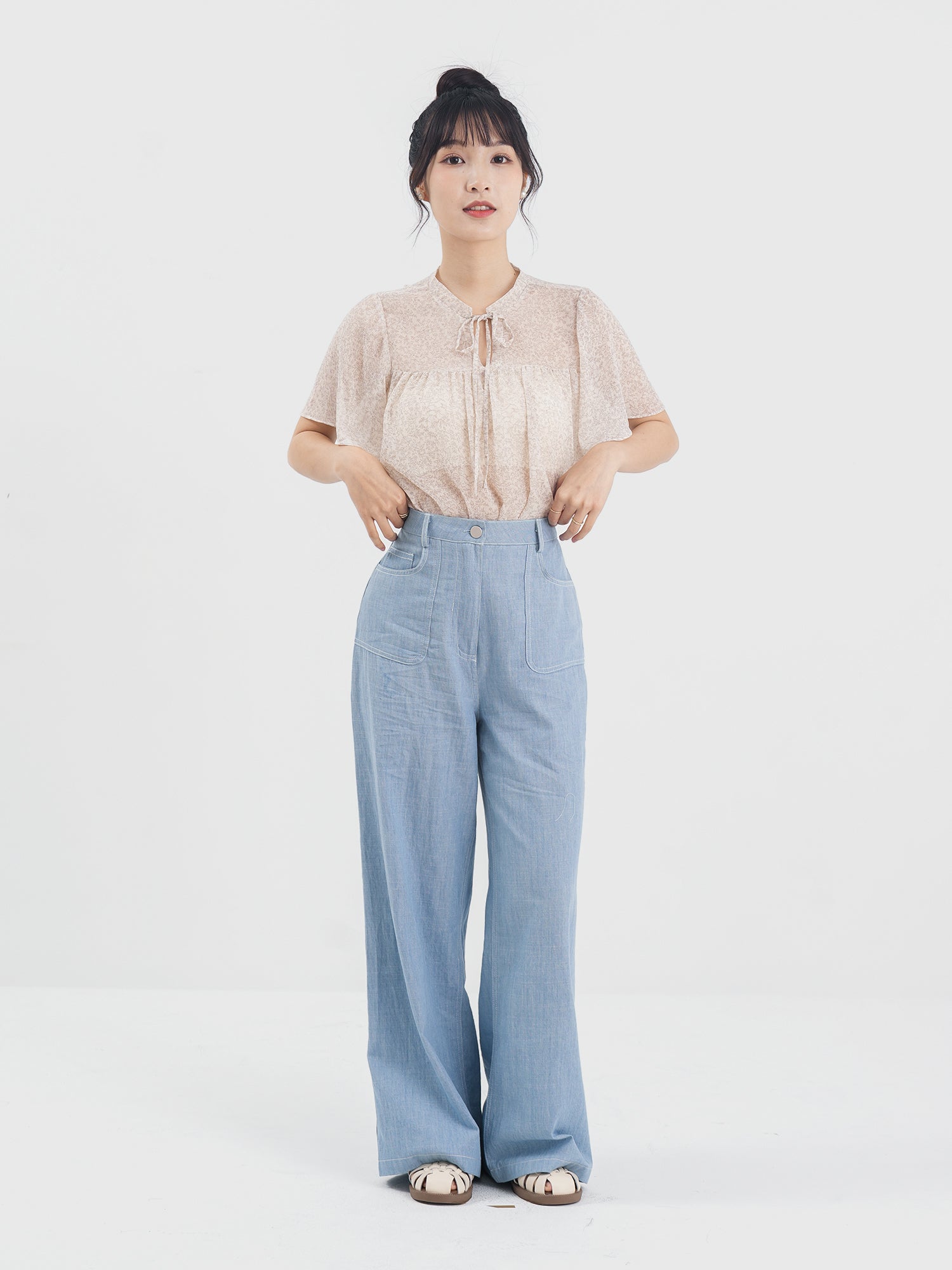 Floral Chiffon Flare Top