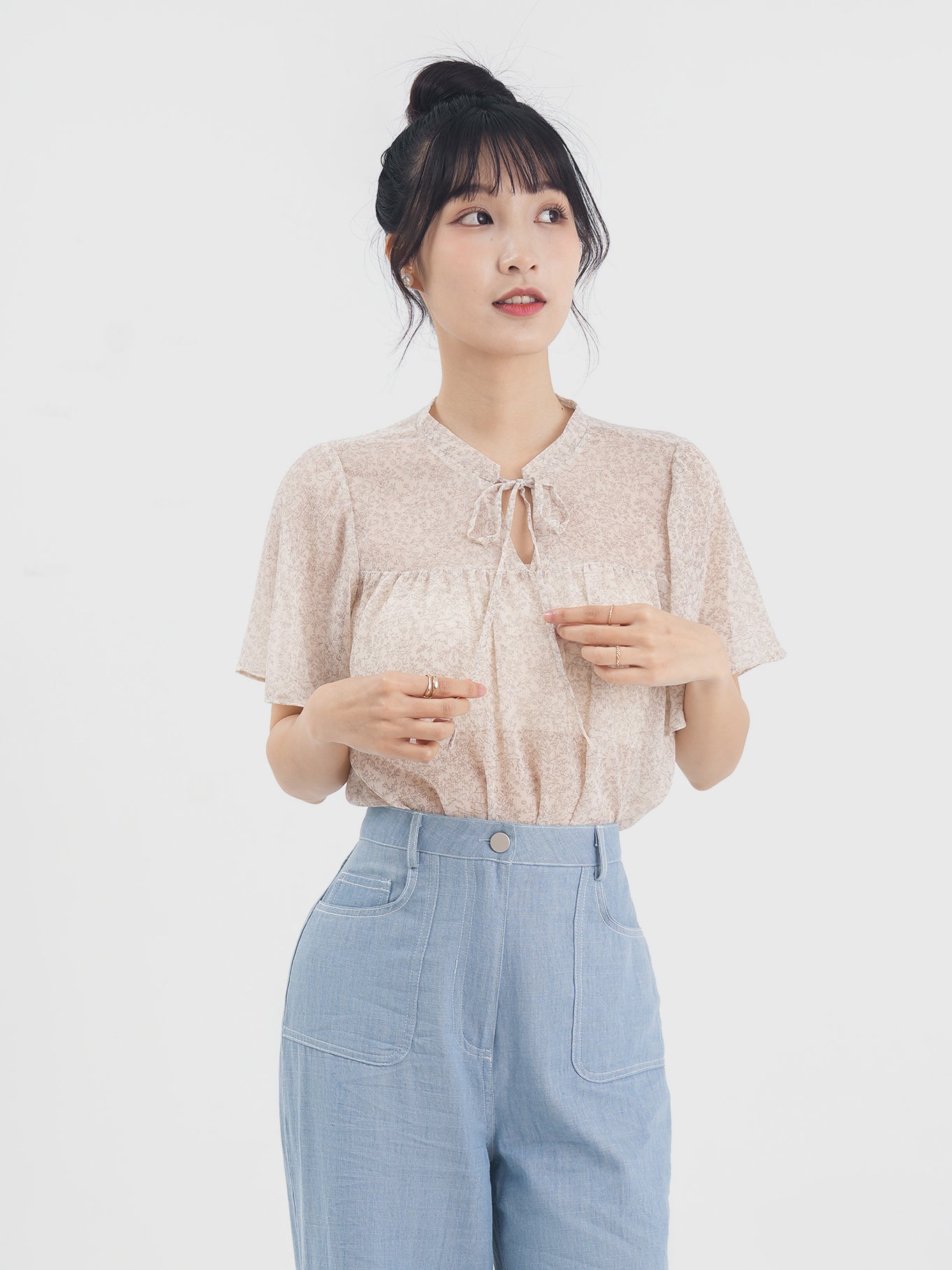 Floral Chiffon Flare Top