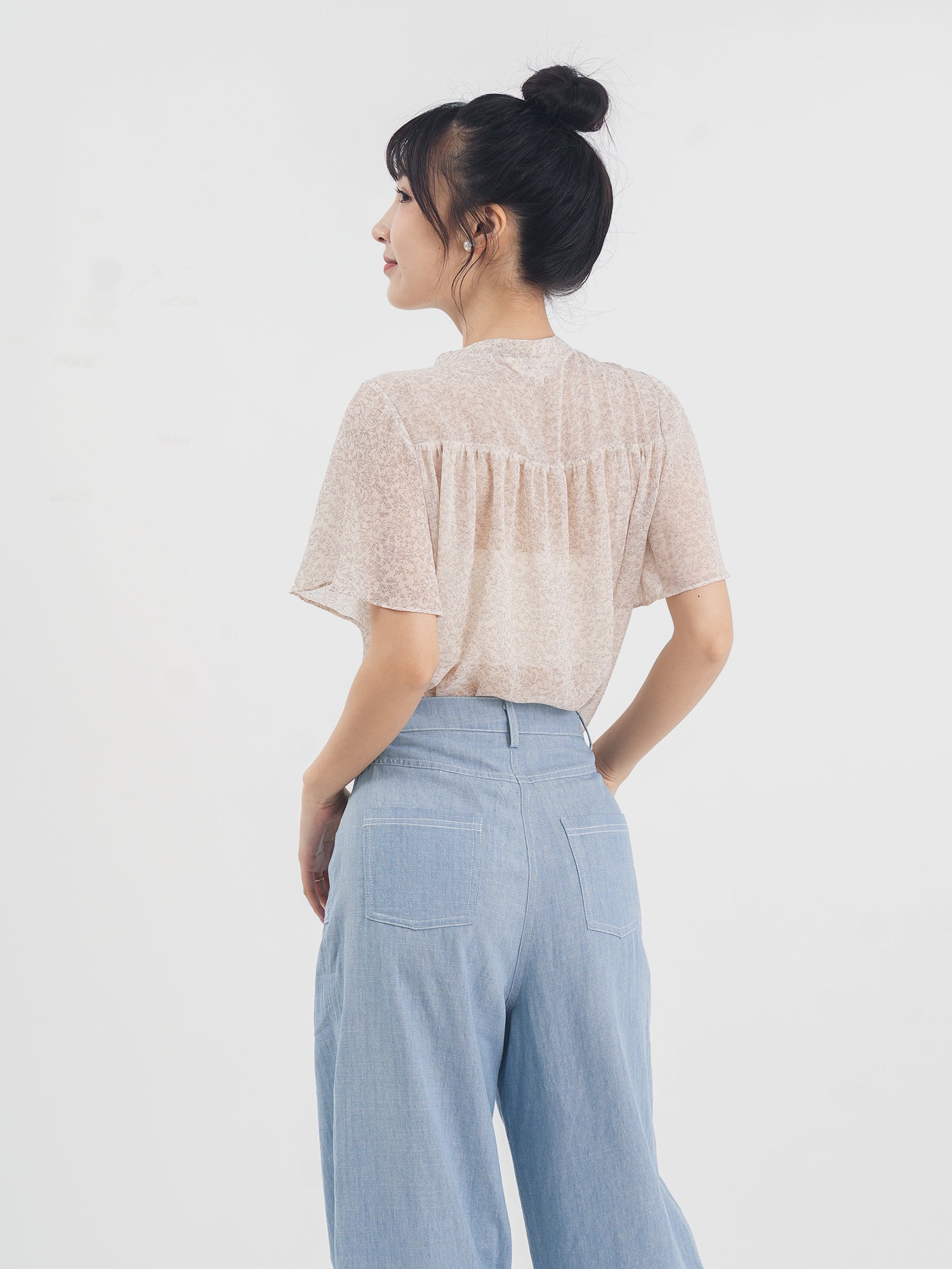 Floral Chiffon Flare Top