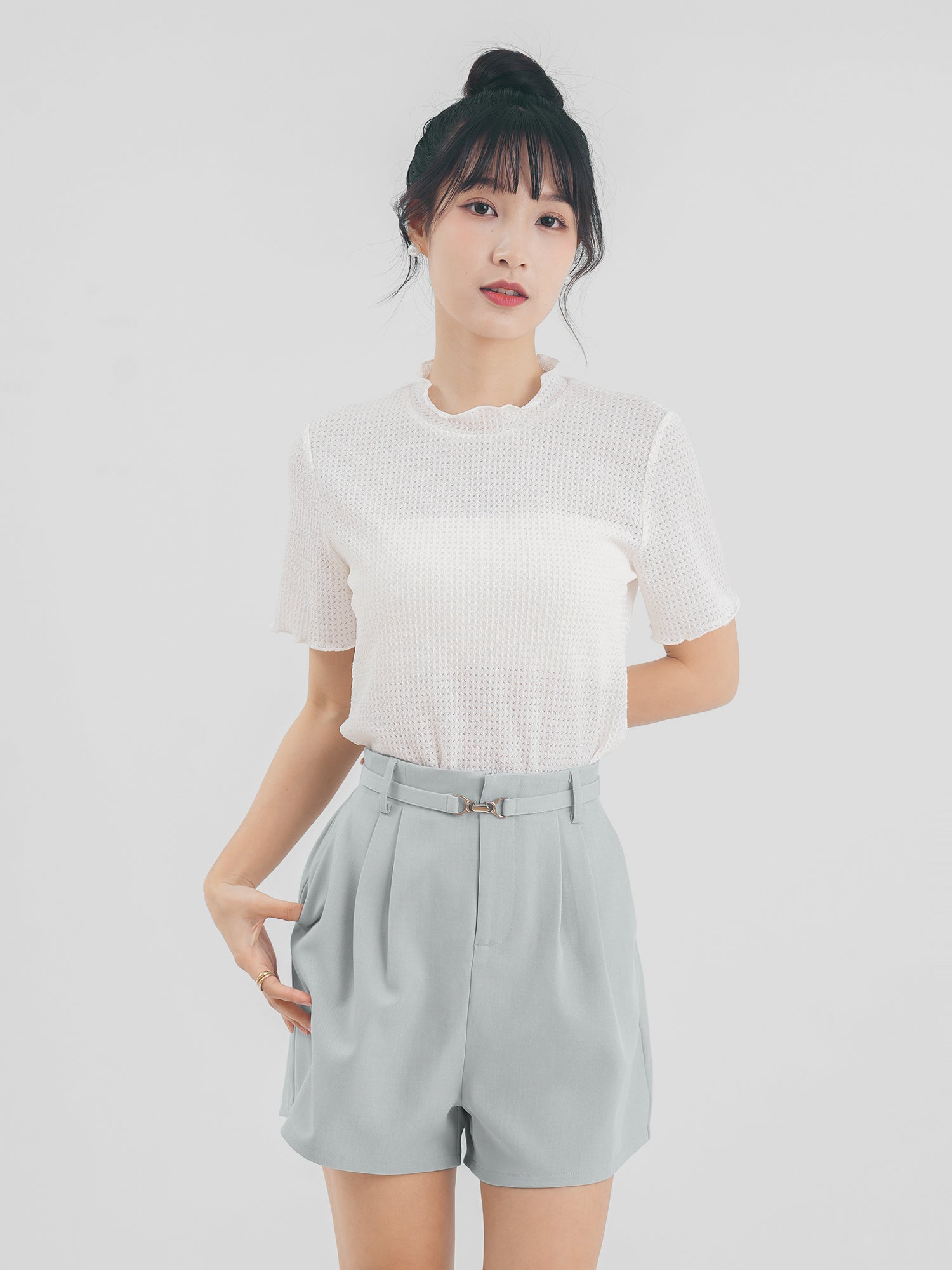 Buckled Pleated Shorts