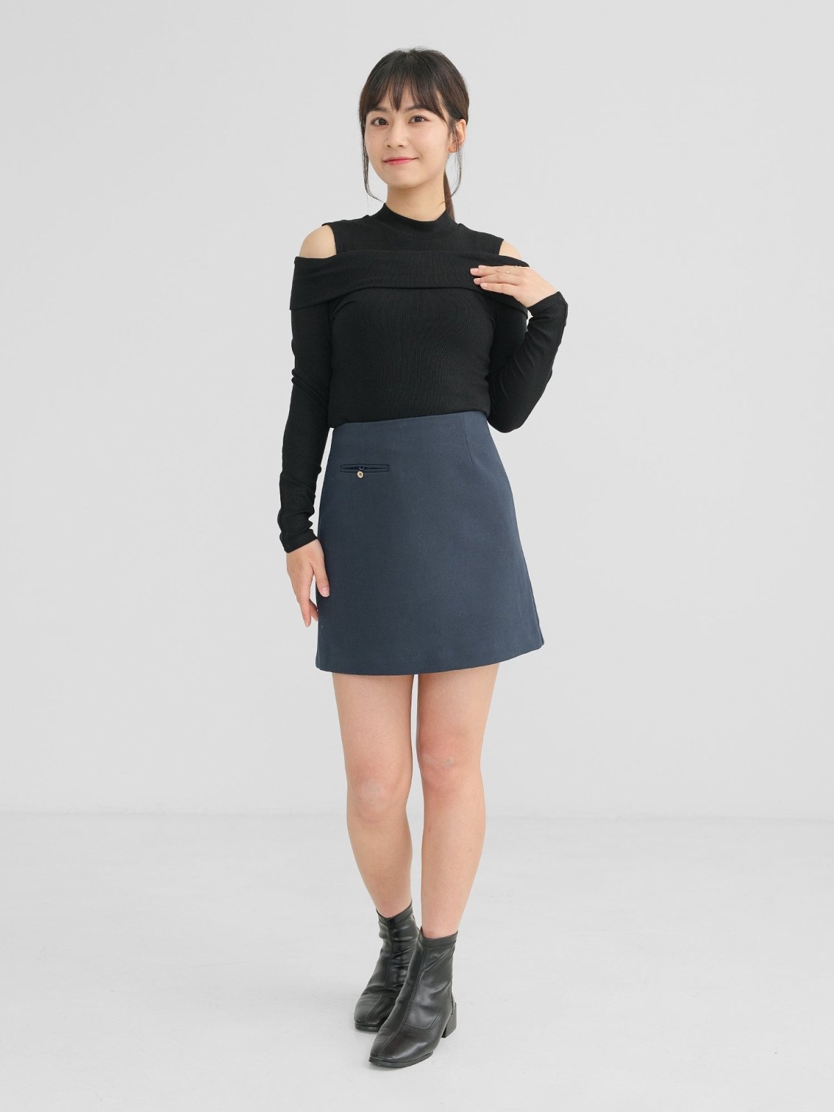Winter A-line Skirt - DAG-DD1321-23NavyTealS - Navy Teal - S - D'zage Designs