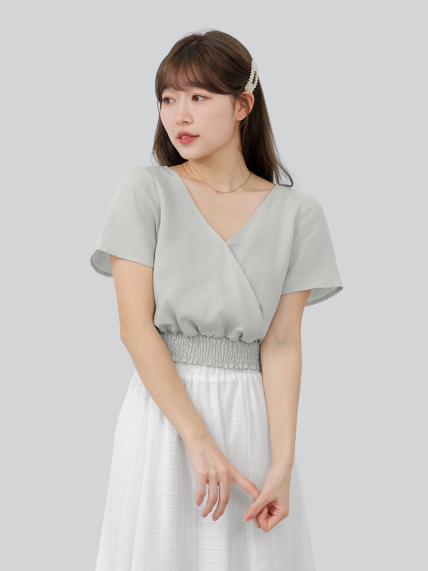 Hermione Shirred Waist Wrap Top