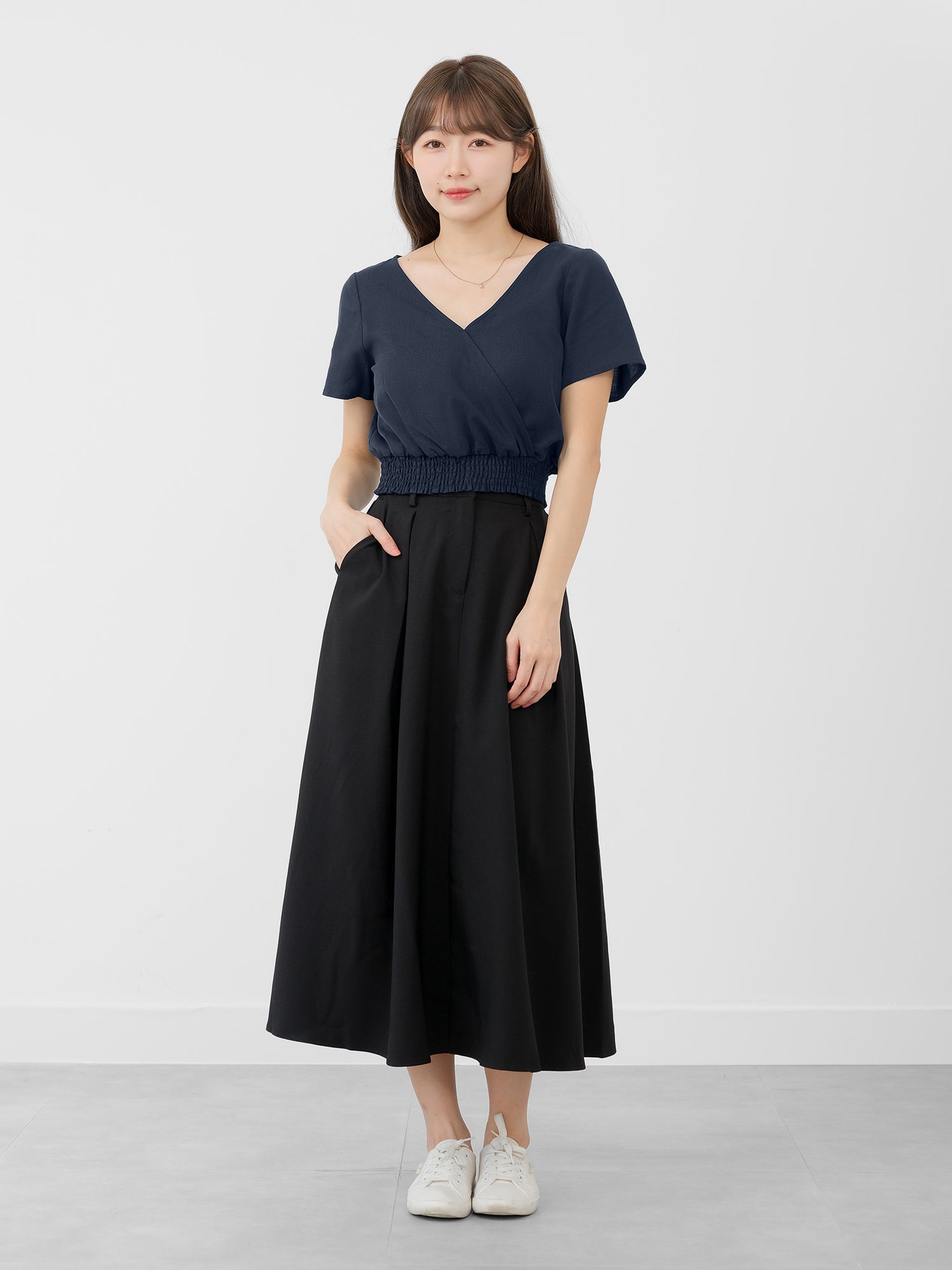 Hermione Shirred Waist Wrap Top