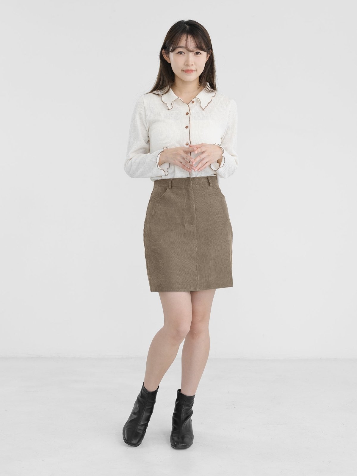 Raven Corduroy Mini Skirt - DAG-DD1266-23BrownieS - Brownie - S - D'zage Designs