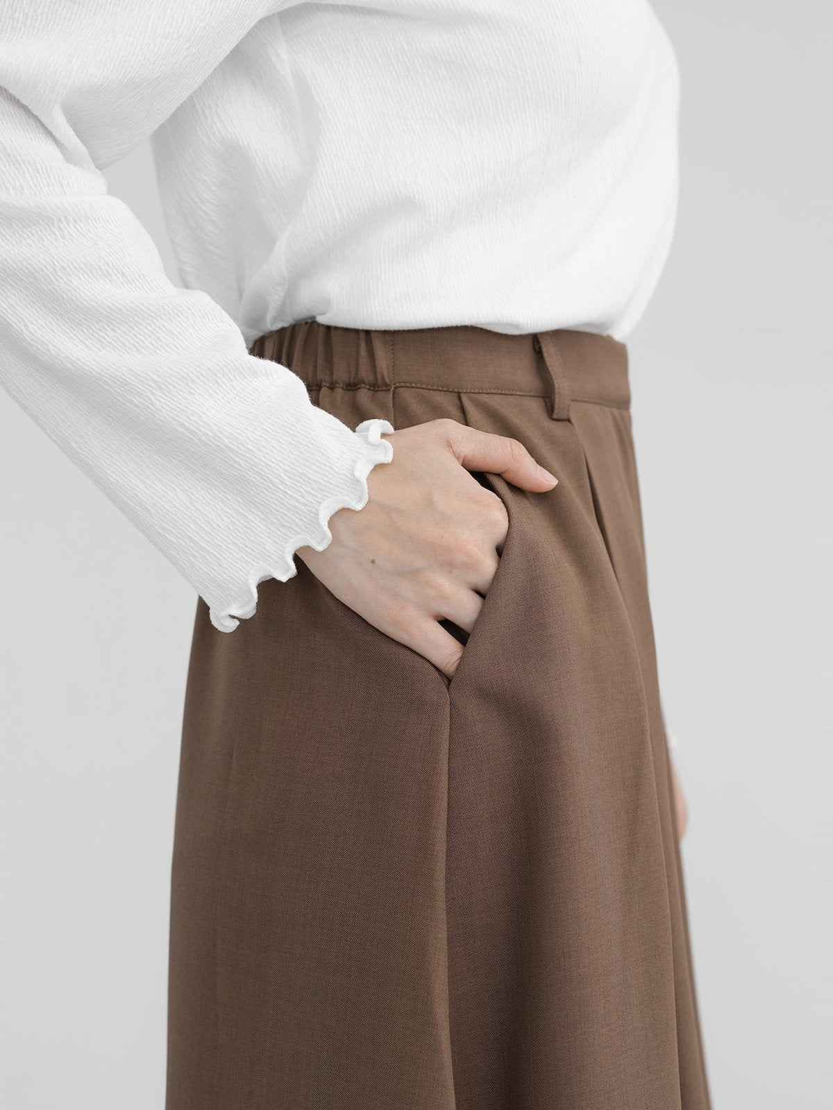 Myka Pleated Midi Skirt - DAG-DD1290-23BrownieF - Brownie - F - D'zage Designs