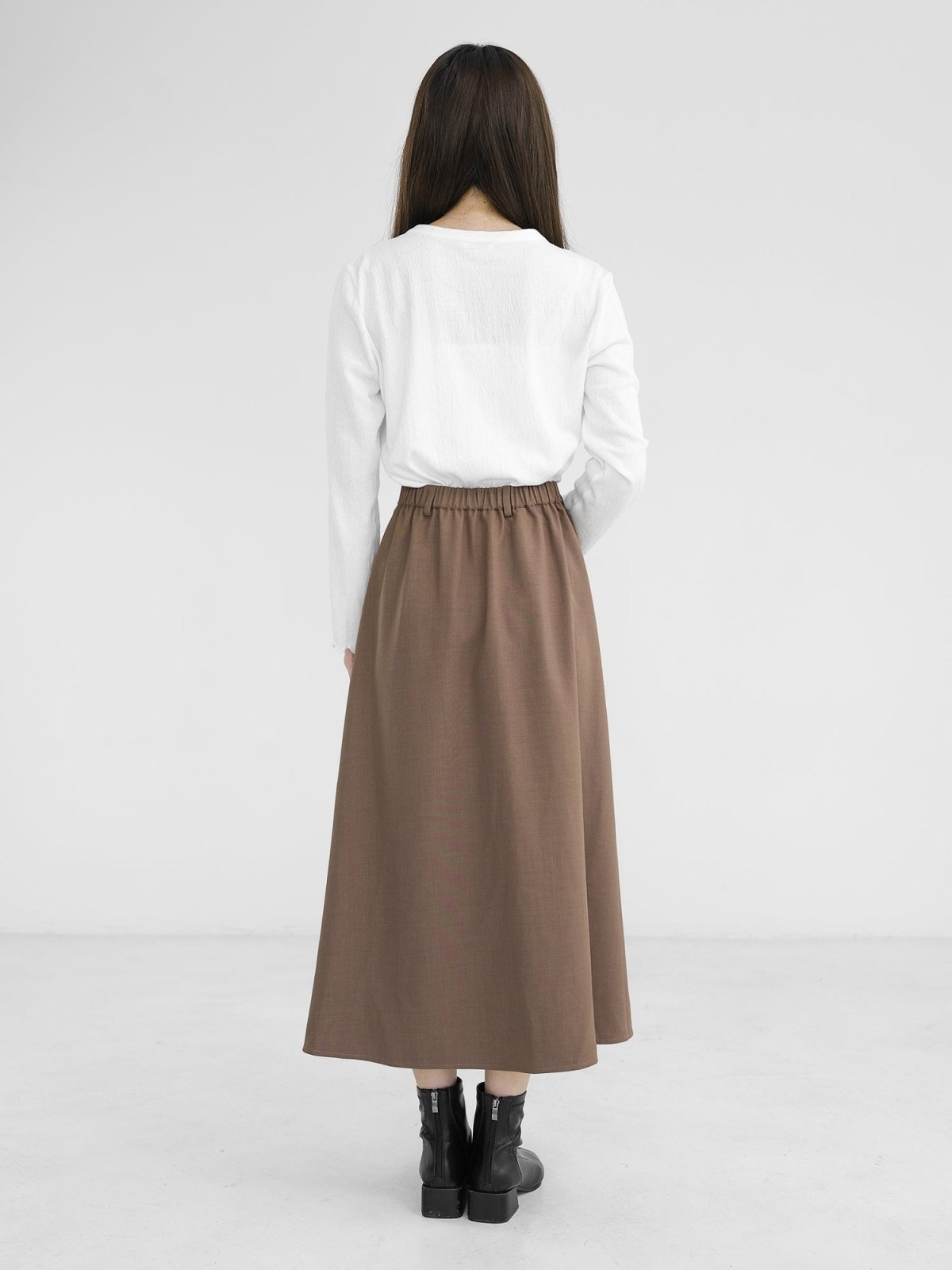 Myka Pleated Midi Skirt - DAG-DD1290-23BrownieF - Brownie - F - D'zage Designs