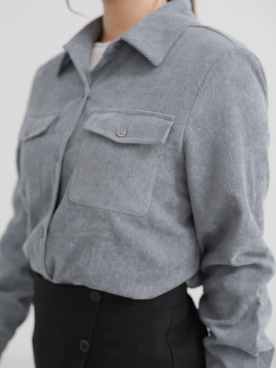Pocketed Corduroy Shirt - DAG-DD1336-23StoneBlueS - Stone Blue - S - D'zage Designs