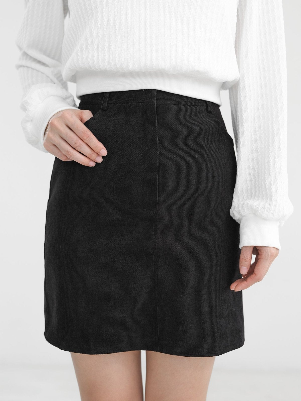 Raven Corduroy Mini Skirt - DAG-DD1266-23BlackS - Black - S - D'zage Designs