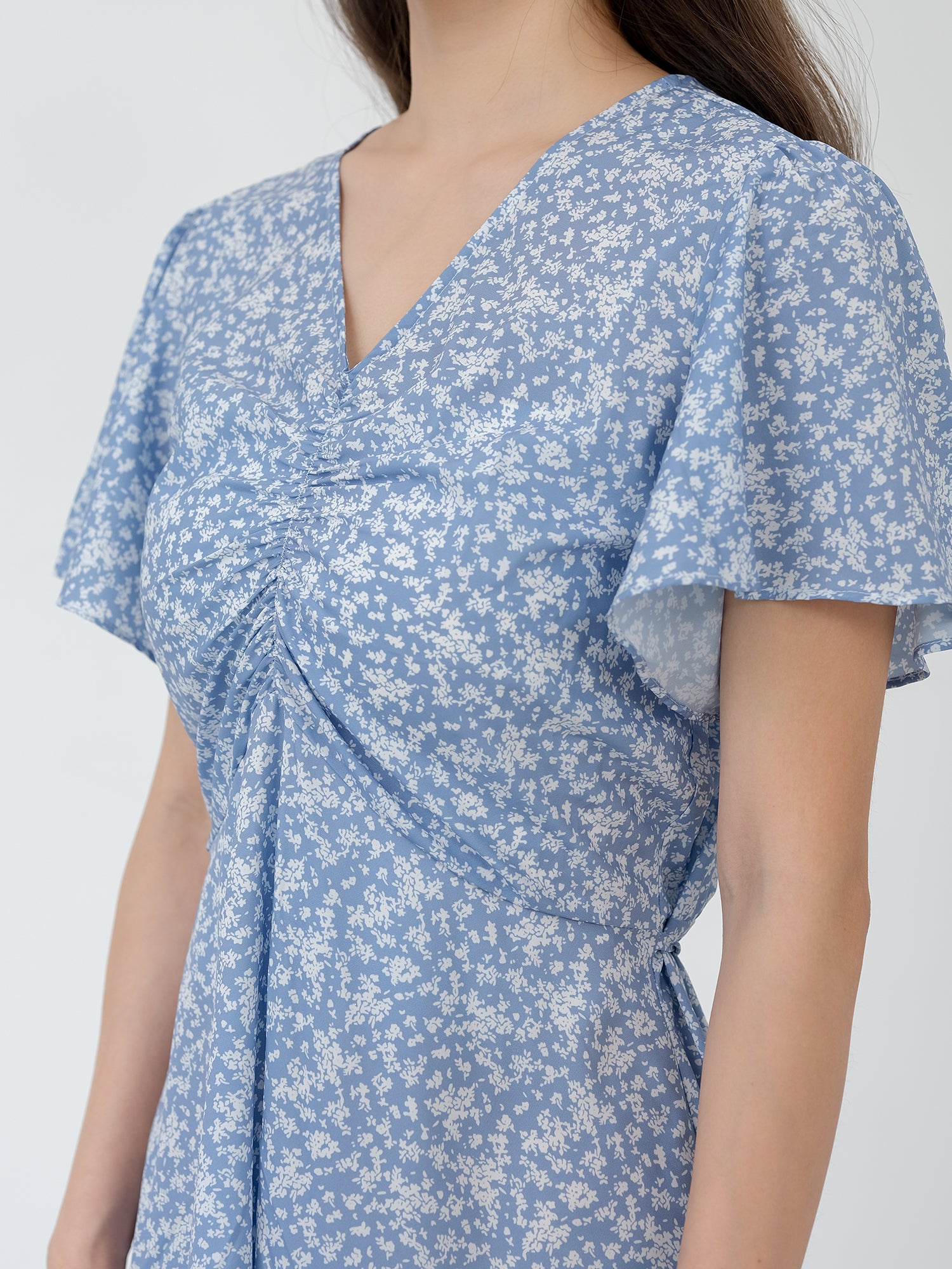 Mariel Floral V-neck Mini Dress*