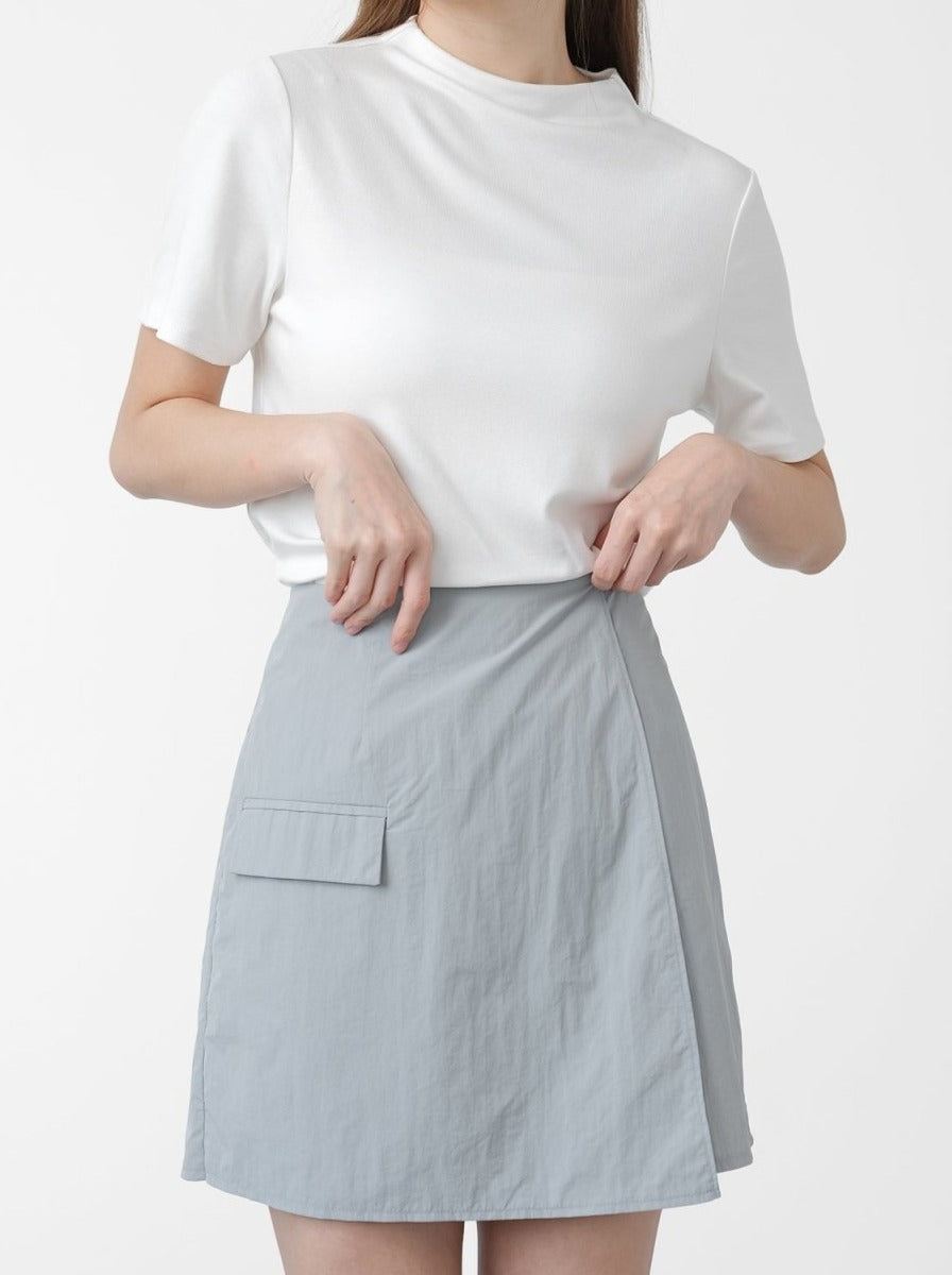 Nylon Mini Skirt - DAG-DD1449BabyBlueS - Baby Blue - S - D'zage Designs