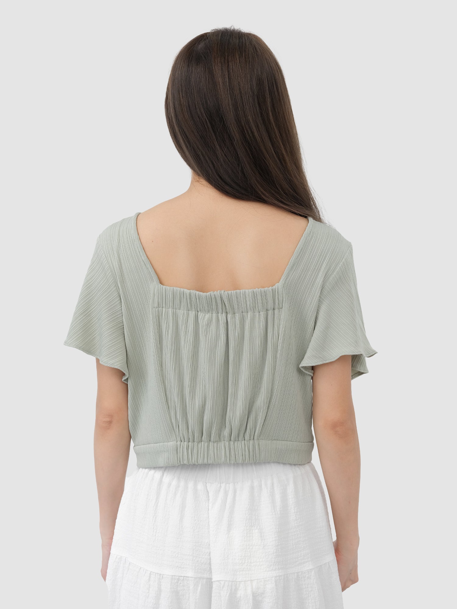 Rihu Ruffle Sleeve Crop Top