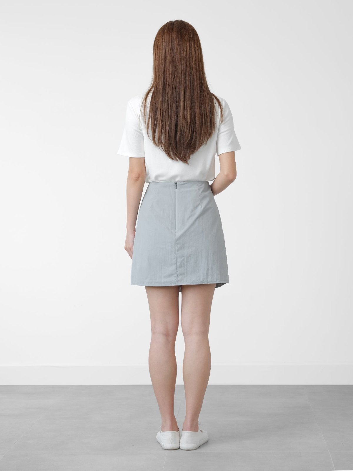 Nylon Mini Skirt - DAG-DD1449BabyBlueS - Baby Blue - S - D'zage Designs