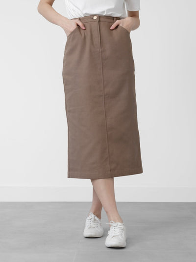 Back Slit Twill Skirt - DAG-DD1325-24BrownieS - Brownie - S - D'zage Designs