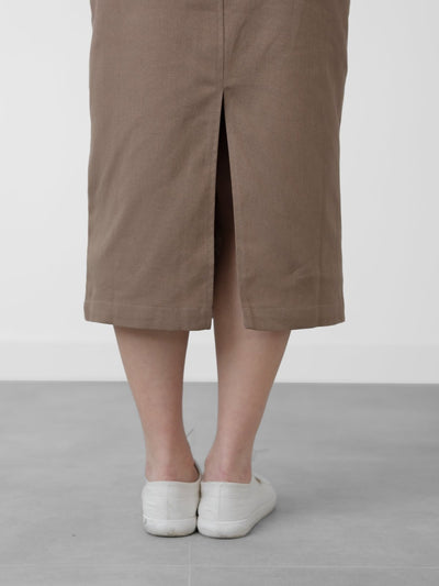 Back Slit Twill Skirt - DAG-DD1325-24BrownieS - Brownie - S - D'zage Designs