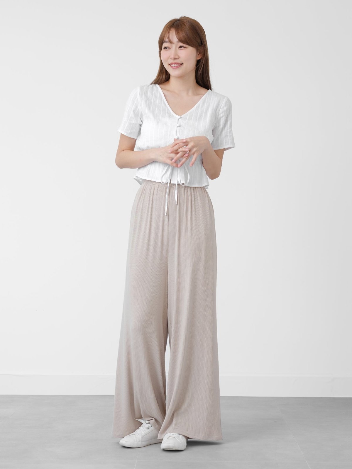 Relaxed Ribbed Knit Pants - DAG-DD1454-24AlmondCreamF - Almond Cream - F - D'zage Designs