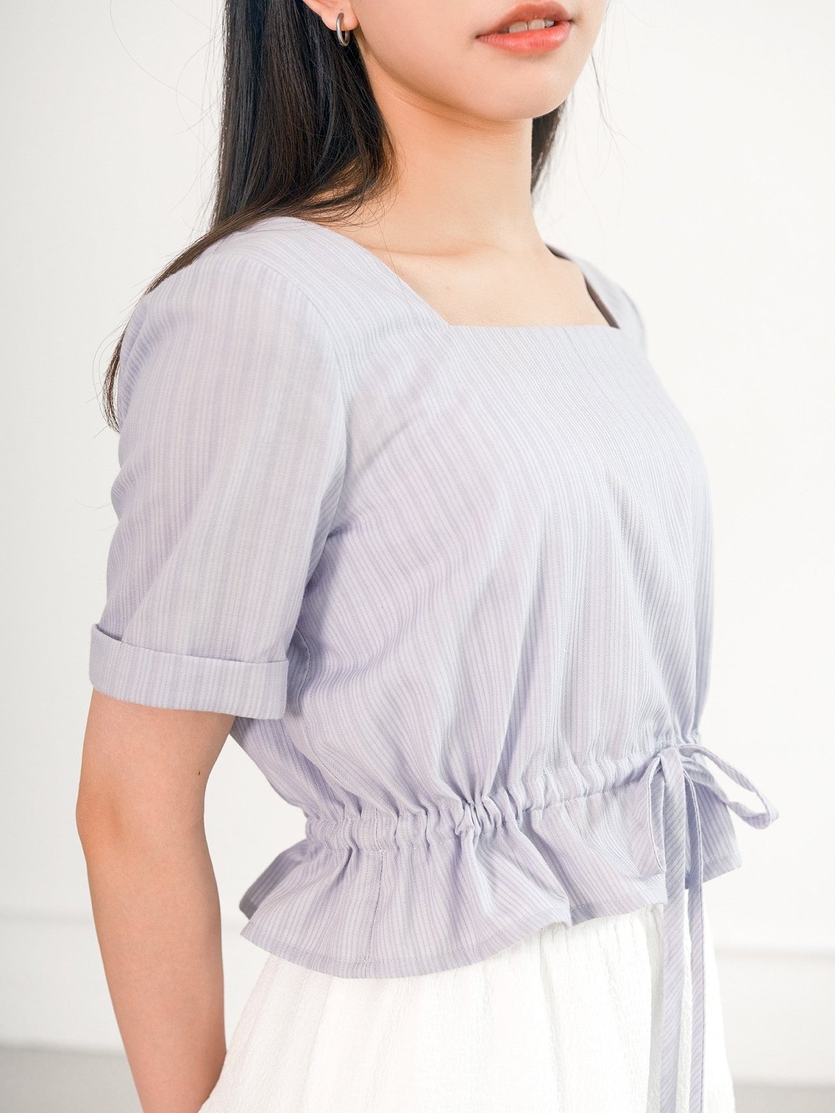 Sky Short Sleeve Top - DAG-DD0342-23LilacF - Ash Purple - F - D'zage Designs