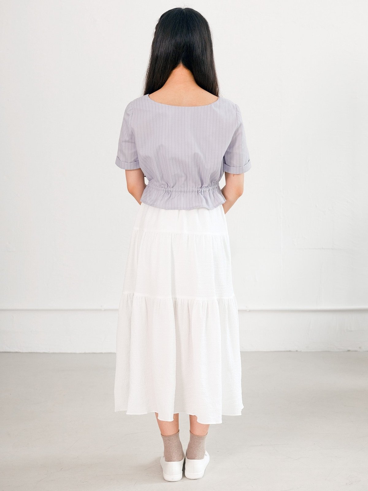 Sky Short Sleeve Top - DAG-DD0342-23LilacF - Ash Purple - F - D'zage Designs