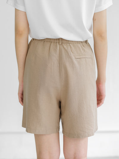 Leah Tie Waist Linen Cotton Shorts
