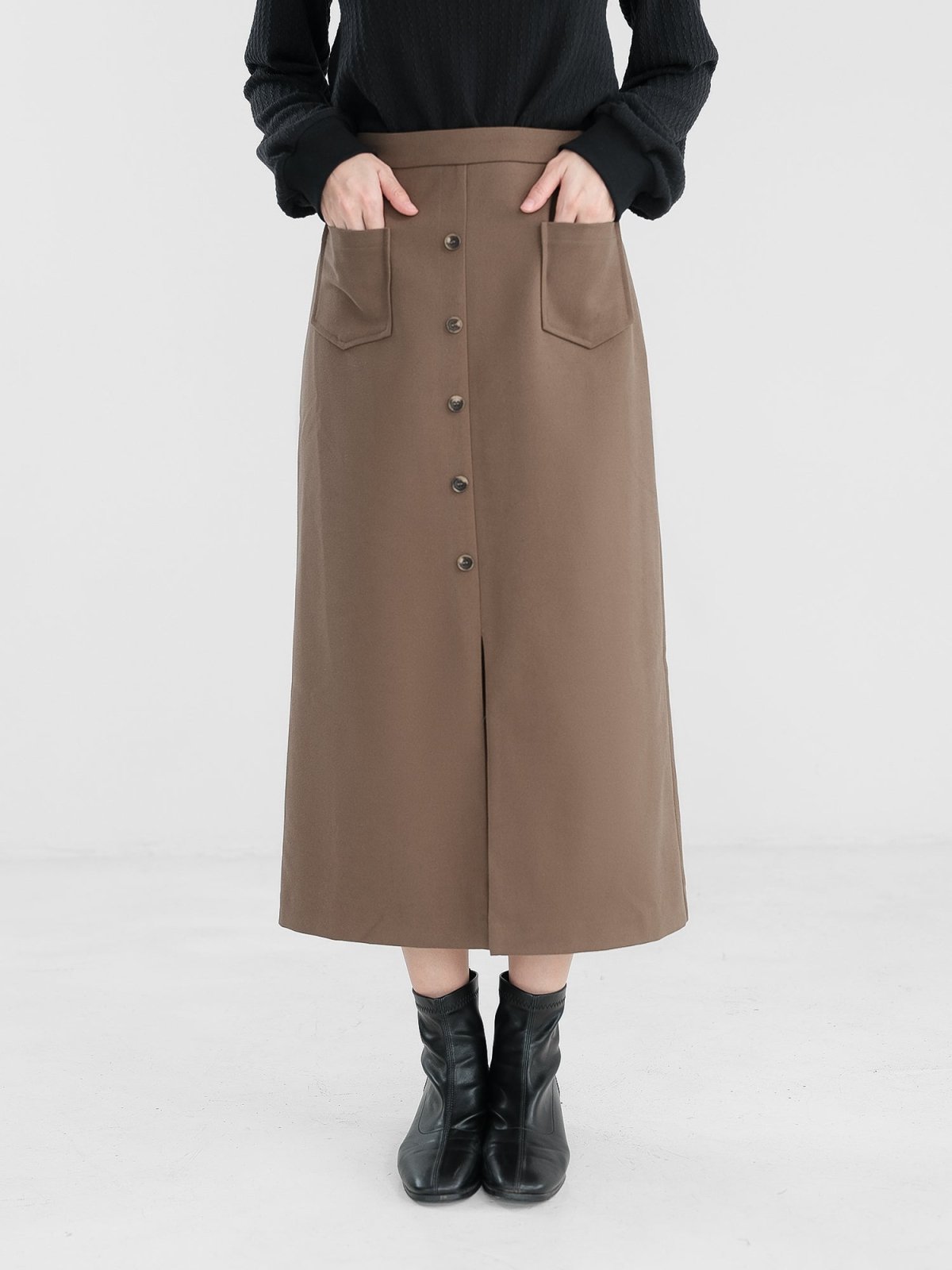 Valkyrie Buttoned Midi Skirt - DAG-DD1303-23BrownieS - Brownie - S - D'zage Designs