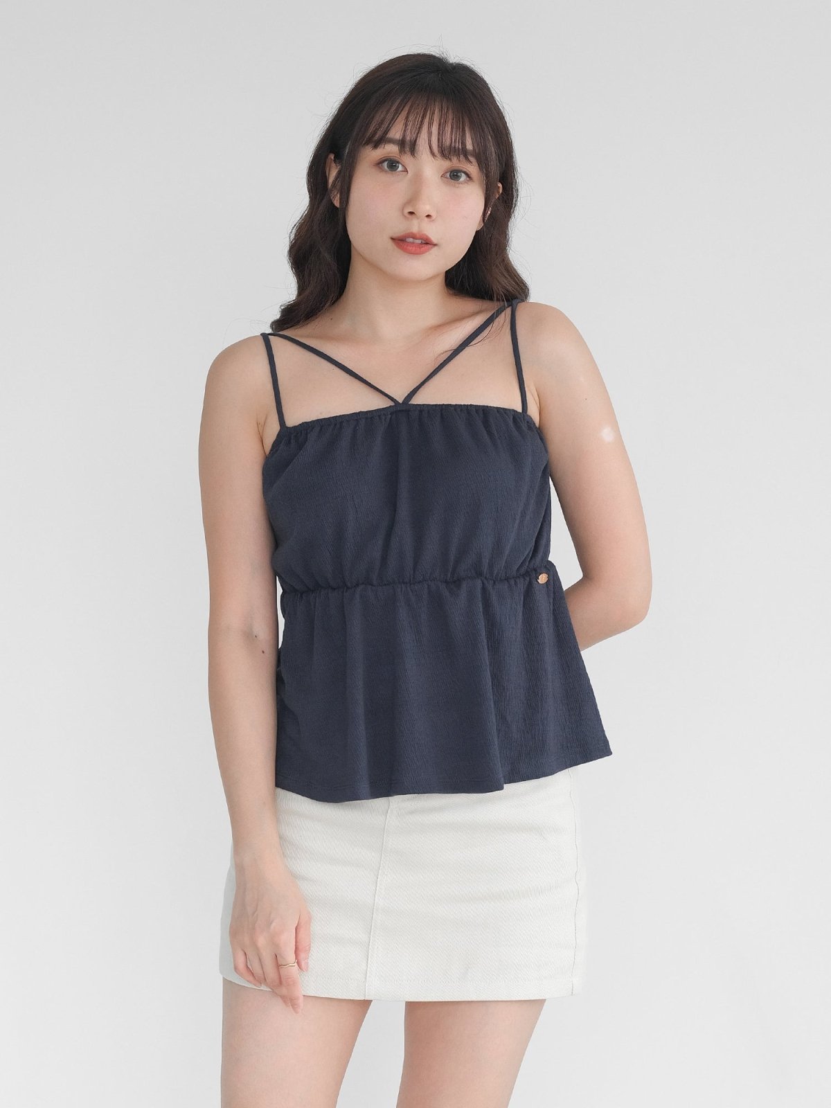 Julietta Double Strap Top - DAG-DD0825-23NavyF - Navy Blue - F - D'zage Designs