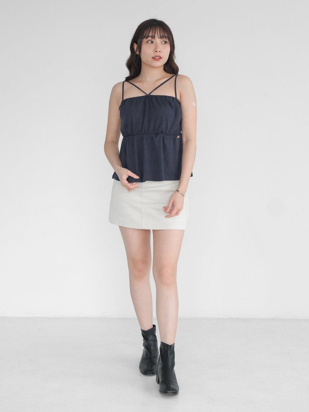 Julietta Double Strap Top - DAG-DD0825-23NavyF - Navy Blue - F - D'zage Designs