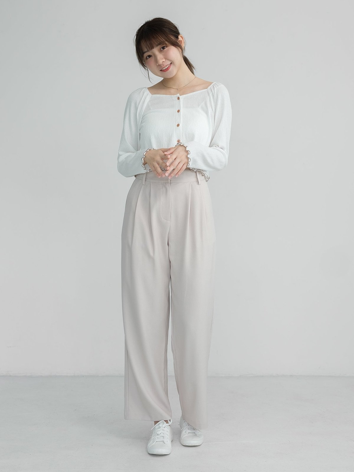 Artemis Belted Wide Leg Trousers (Long/ Short ver.) - DAG-DD1113-23AlmondCreamS - Almond Cream - Long Ver. (101cm) - S - D'zage Designs