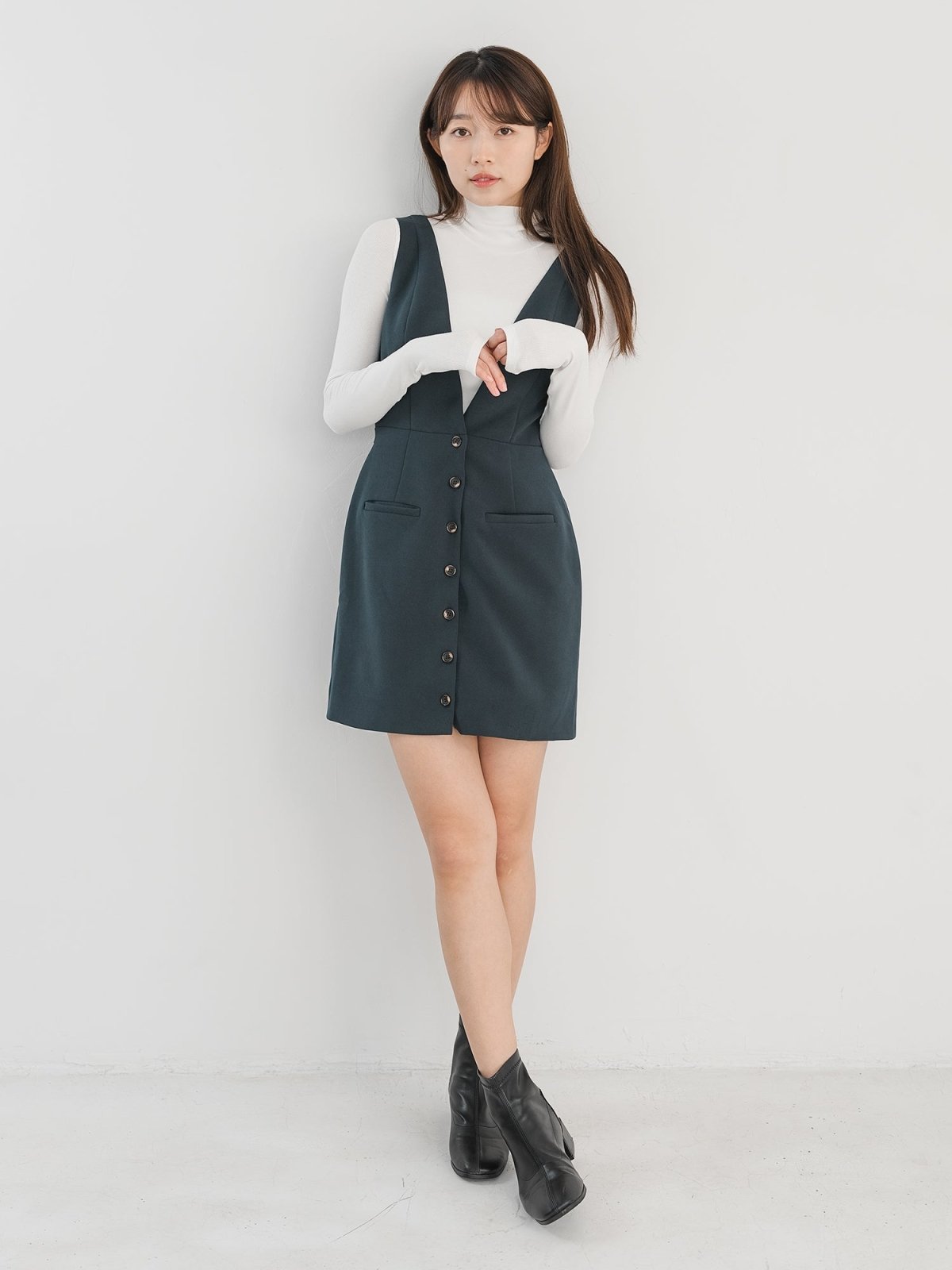 Aspen V-neck Sleeveless Dress - DAG-DD1302-23NavyTealS - Navy Teal - S - D'zage Designs