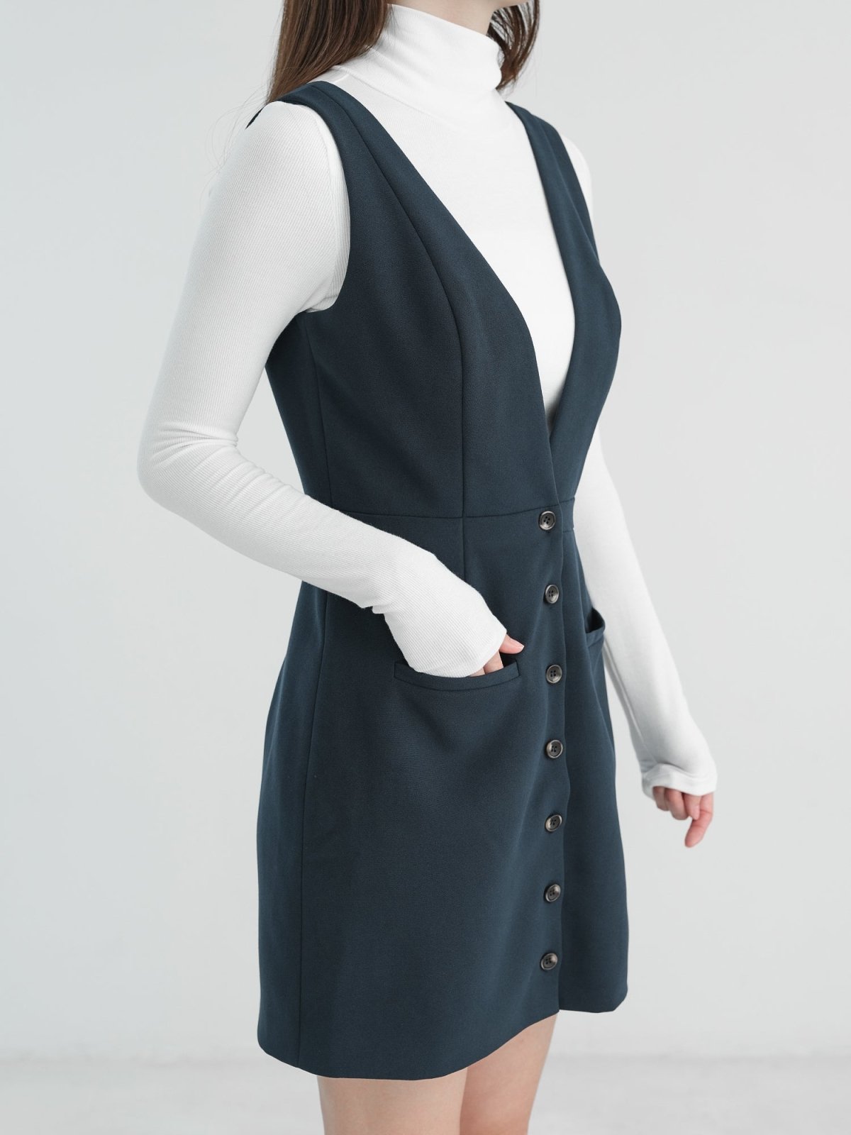Aspen V-neck Sleeveless Dress - DAG-DD1302-23NavyTealS - Navy Teal - S - D'zage Designs