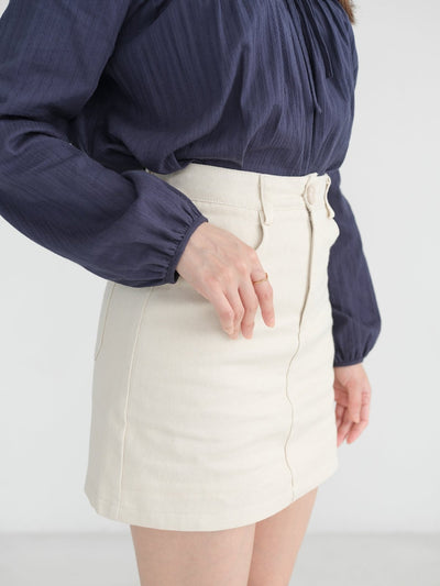 Fenra Cotton Twill Mini Skirt - DAG-G-220163IVORYS - Ivory - S - D'zage Designs