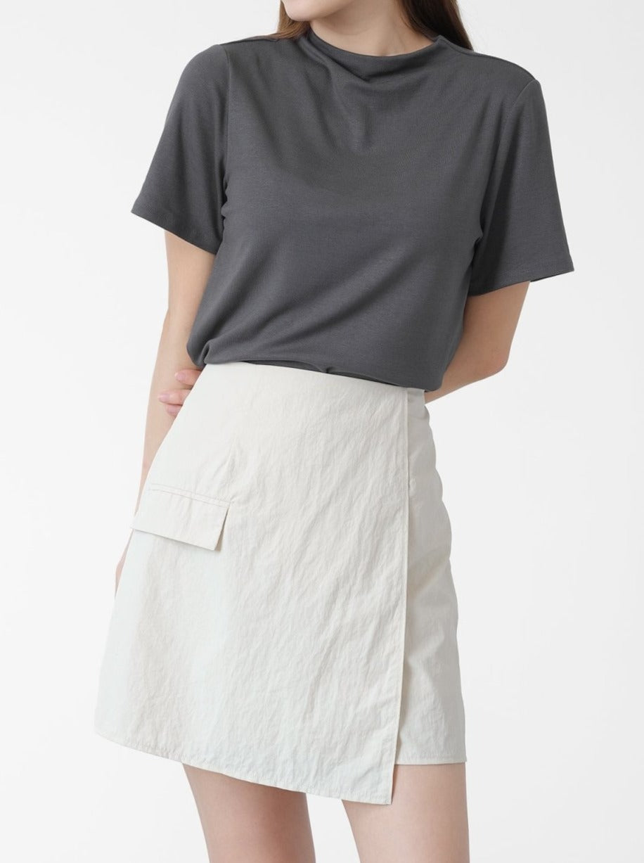 Nylon Mini Skirt - DAG-DD1449AlmondCreamS - Almond Cream - S - D'zage Designs