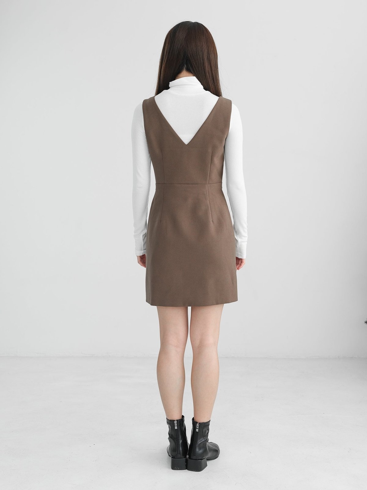 Aspen V-neck Sleeveless Dress - DAG-DD1302-23BrownieS - Brownie - S - D'zage Designs