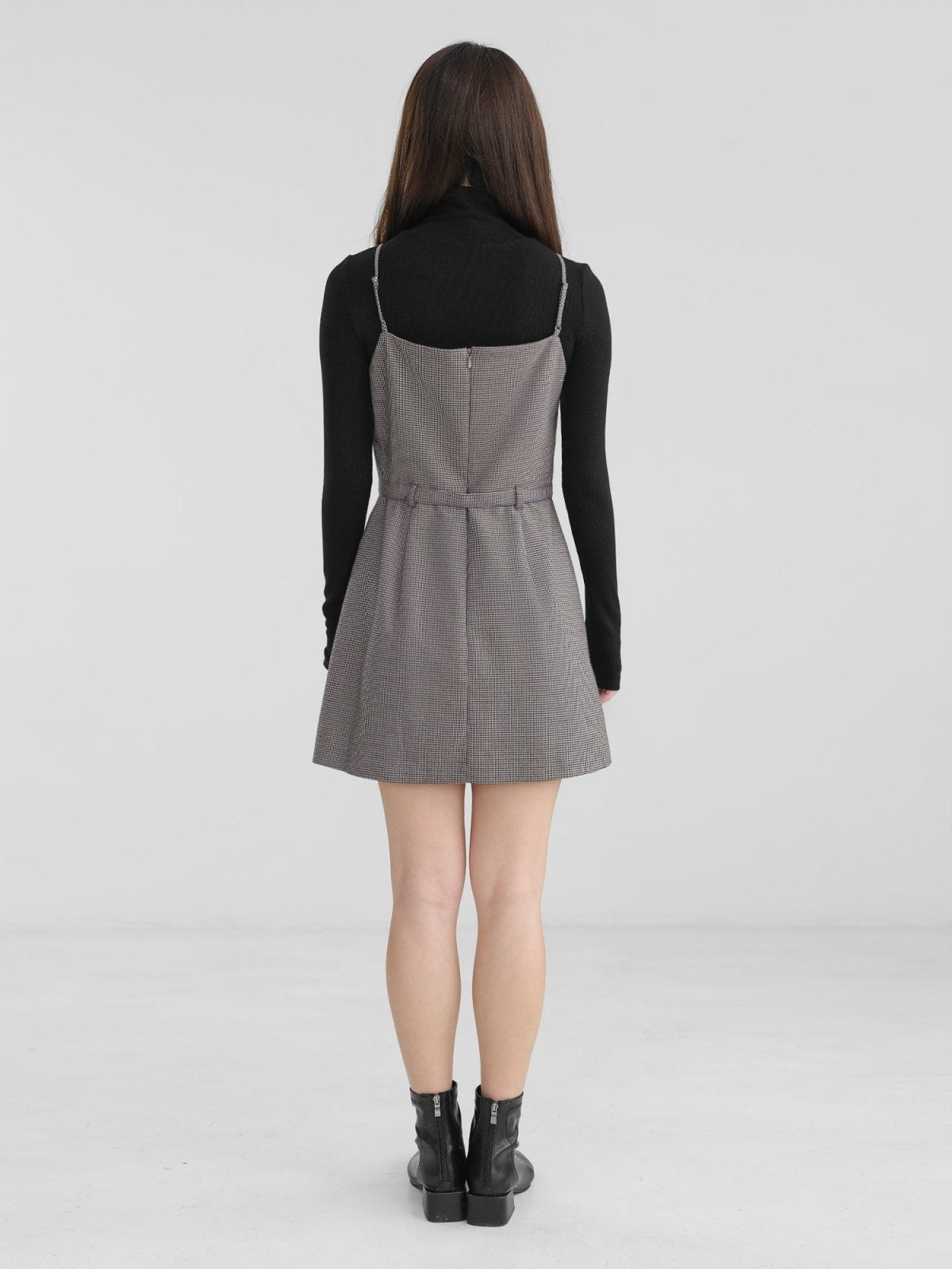 Henna Buckle Mini Dress - DAG-DD1301-23DarkHoundtoothS - Dark Houndtooth - S - D'zage Designs