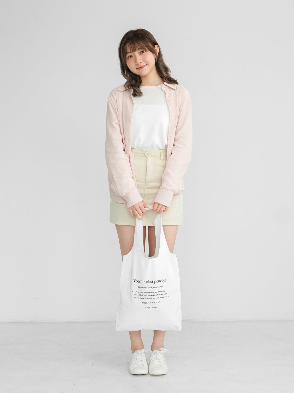 Signature Printed Tote Bag - DAG-8-A0210-23WhiteF - White - F - D'zage Designs