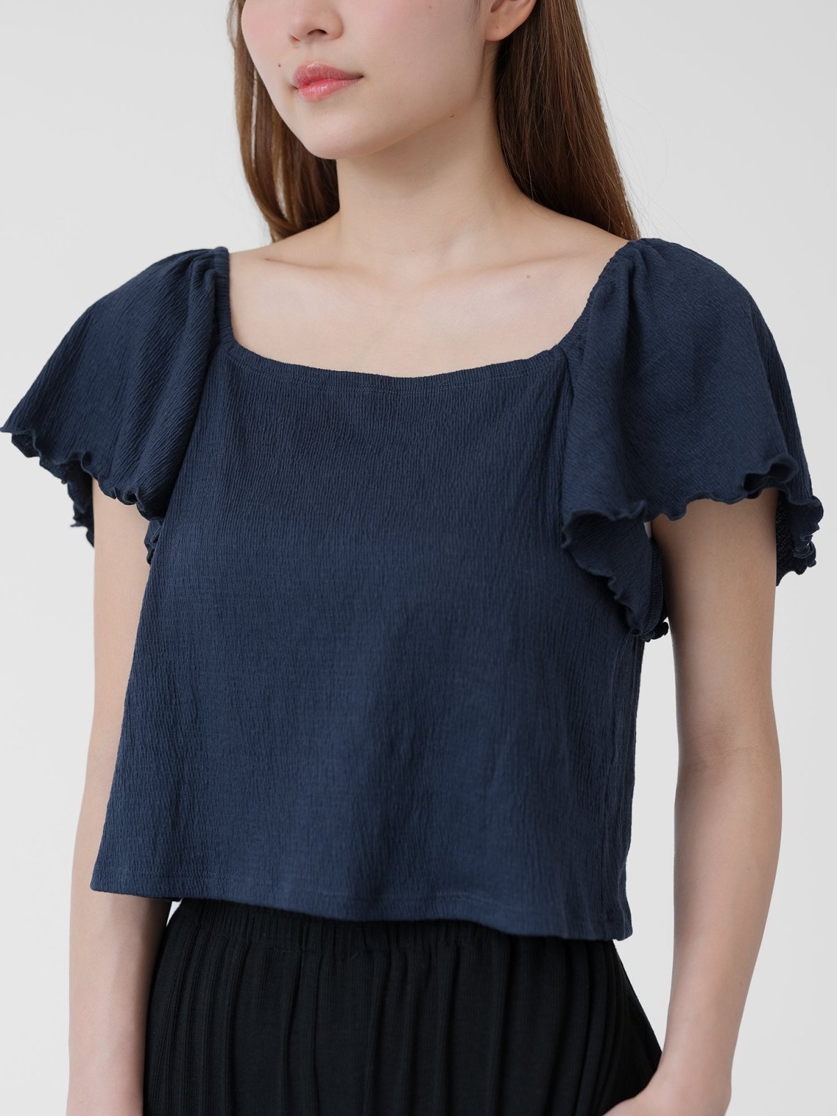 Flare Sleeve Top - DAG-DD1453-24NavyS - Navy Blue - S - D'zage Designs