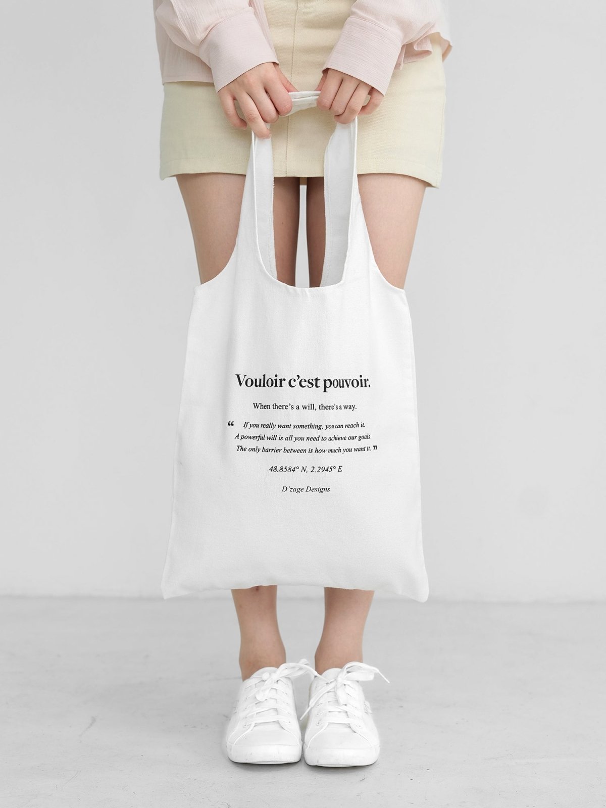 Signature Printed Tote Bag - DAG-8-A0210-23WhiteF - White - F - D'zage Designs