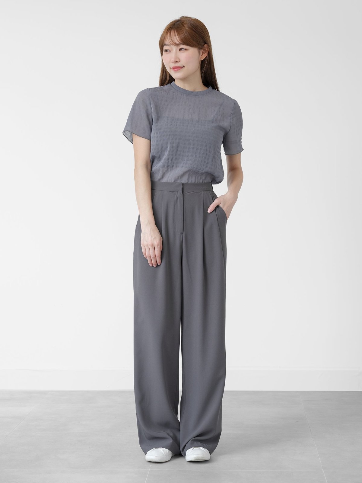 Brooklyn Comfy Wide Leg Trousers (Long/ Short ver.) - DAG-DD0804CharcoalS - Short Ver. (96cm) - Charcoal - S - D'zage Designs