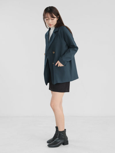 Valor Double Breasted Coat - DAG-DD1285-23NavyS - Navy Teal - S - D'zage Designs