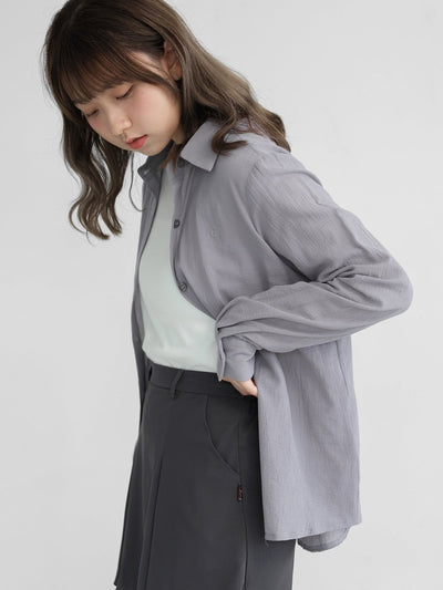 Maia Relaxed Cotton Shirt - DAG-DD1090-23LilacGrayF - Lilac Gray - F - D'zage Designs