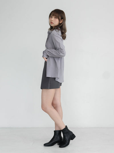Maia Relaxed Cotton Shirt - DAG-DD1090-23LilacGrayF - Lilac Gray - F - D'zage Designs